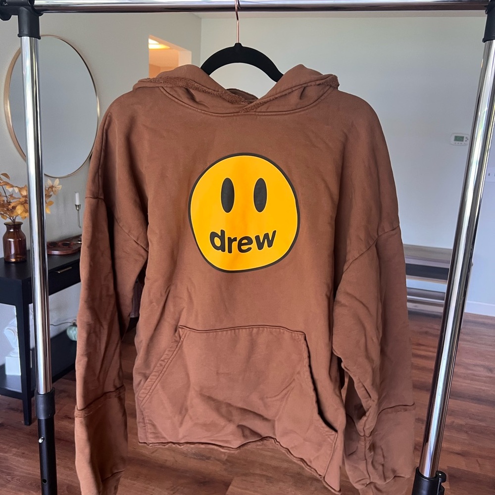 Drew House Brown Hoodie with Yellow Logo